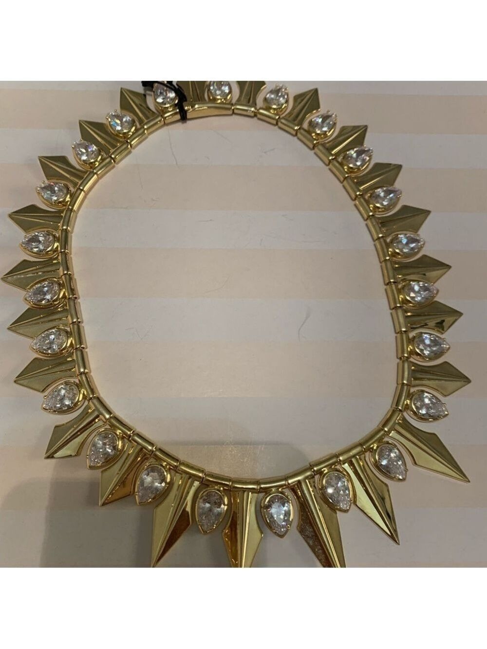 nOir Jewelry Gold and Silver Spiked Statement Necklace
